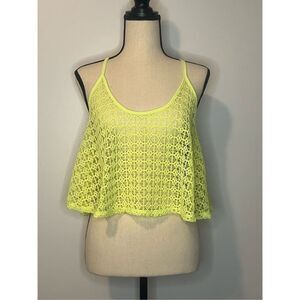 Victoria’s Secret Pink neon yellow crochet blouse swim cover up size M/L